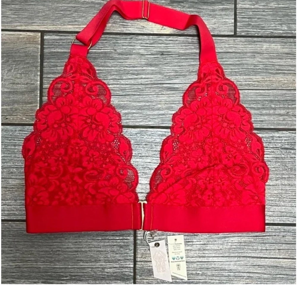 NWT We Are HAH X Free People Groupie Bralette XS & S Small Siren Red Halter Bra - Picture 2 of 11